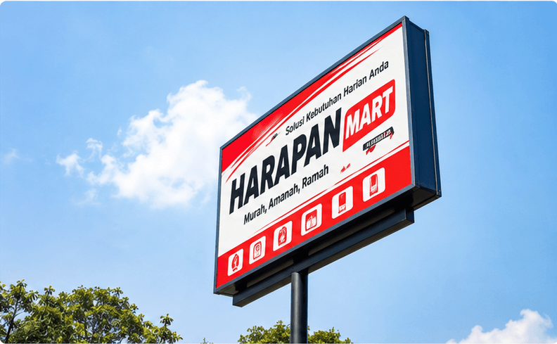 Papan nama Harapan Mart
